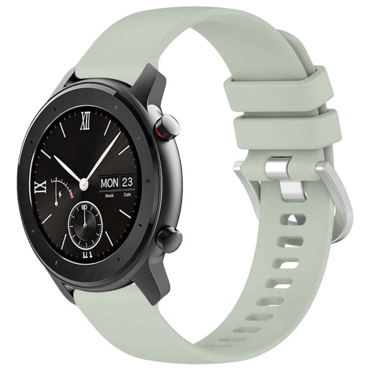 For Amazfit GTR 42mm / GTS 20mm Liquid Glossy Silver Buckle Silicone Watch Band(Green)