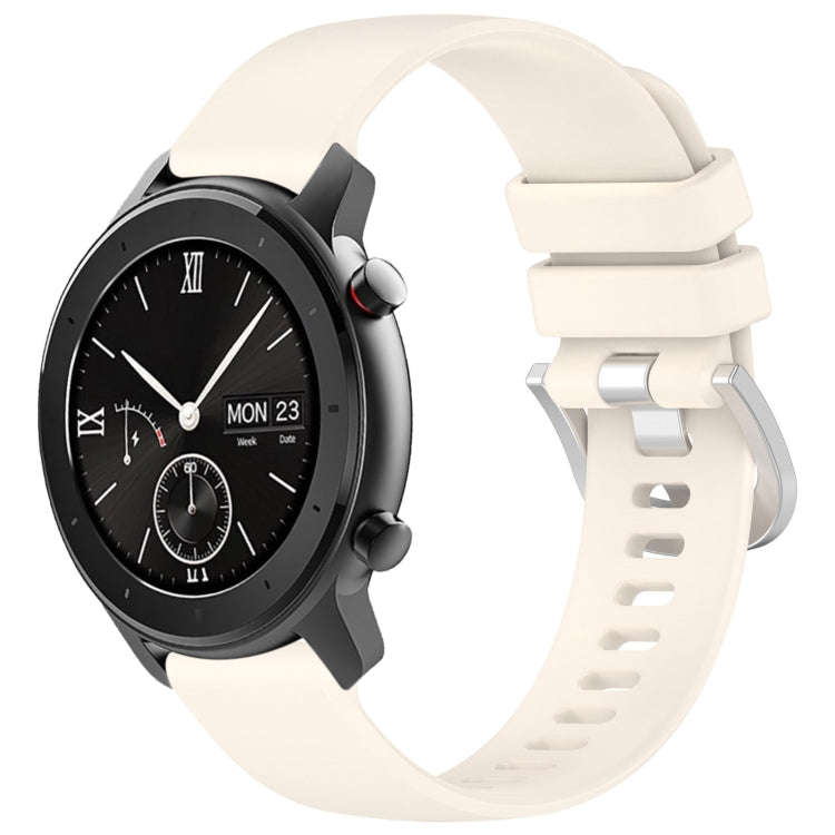 For Amazfit GTR 42mm / GTS 20mm Liquid Glossy Silver Buckle Silicone Watch Band(Starlight)