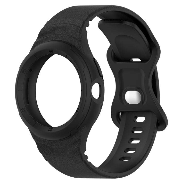 For Goolge  Pixel Watch 2 Leather Texture Silicone Integrated Watch Band(Black)