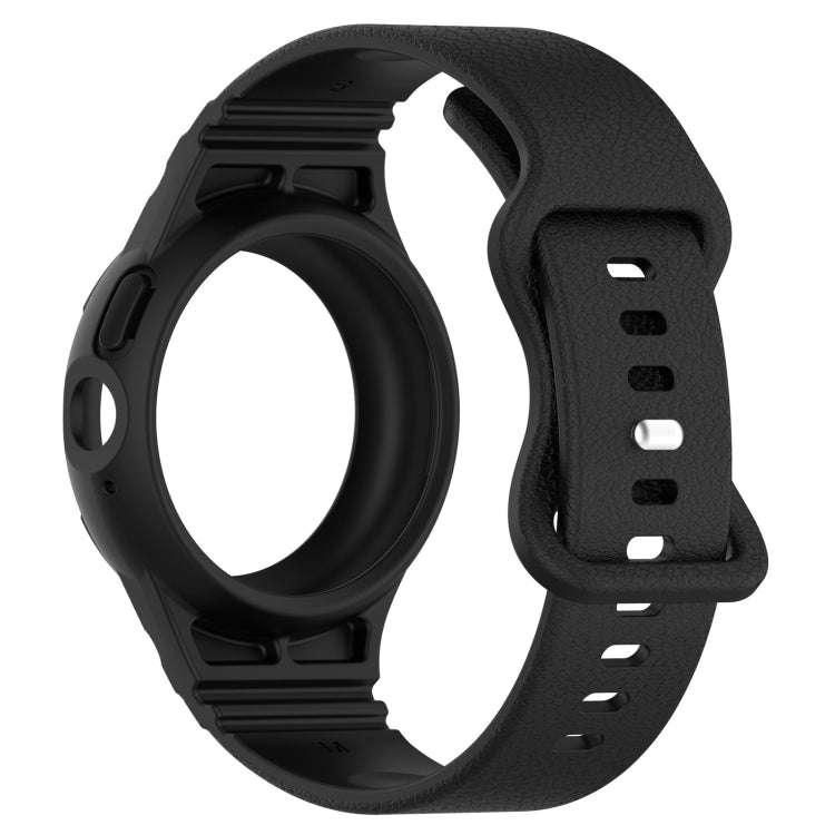 For Goolge  Pixel Watch 2 Leather Texture Silicone Integrated Watch Band(Black)
