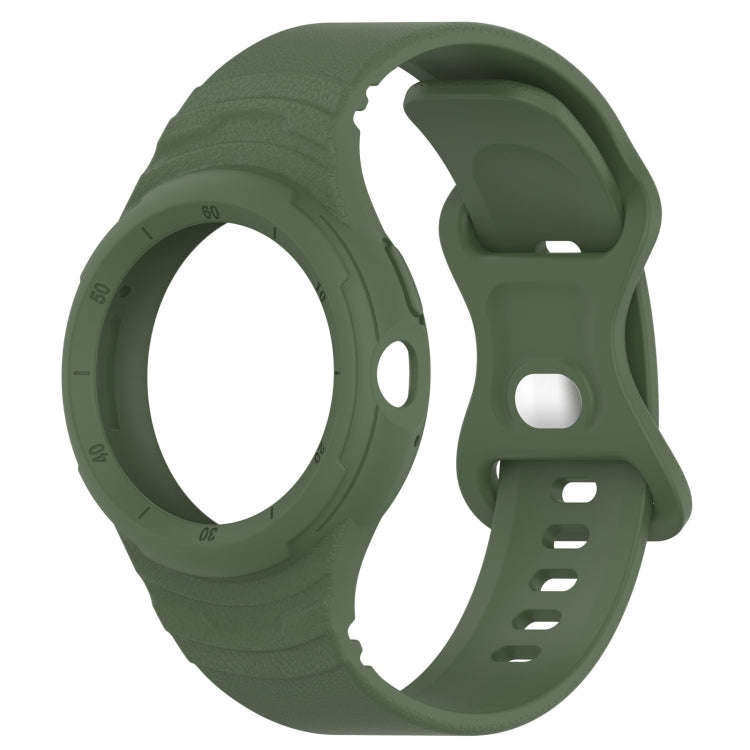 For Goolge  Pixel Watch 2 Leather Texture Silicone Integrated Watch Band(Dark Green)