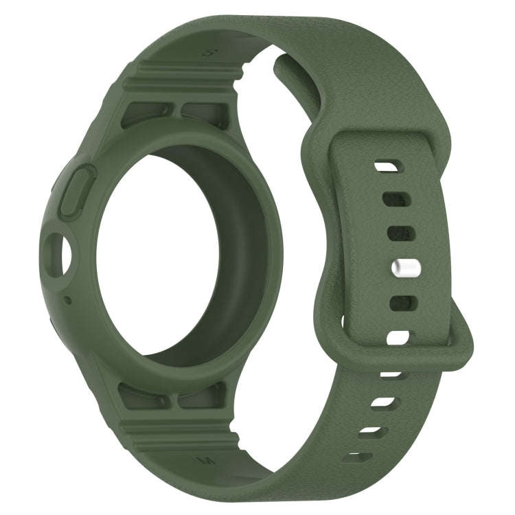 For Goolge  Pixel Watch 2 Leather Texture Silicone Integrated Watch Band(Dark Green)