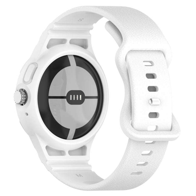For Goolge  Pixel Watch 2 Leather Texture Silicone Integrated Watch Band(White)