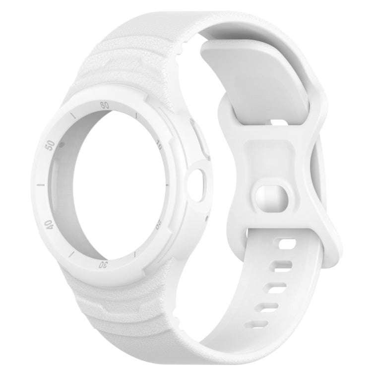 For Goolge  Pixel Watch 2 Leather Texture Silicone Integrated Watch Band(White)