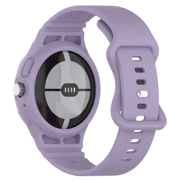For Goolge  Pixel Watch 2 Leather Texture Silicone Integrated Watch Band(Purple)