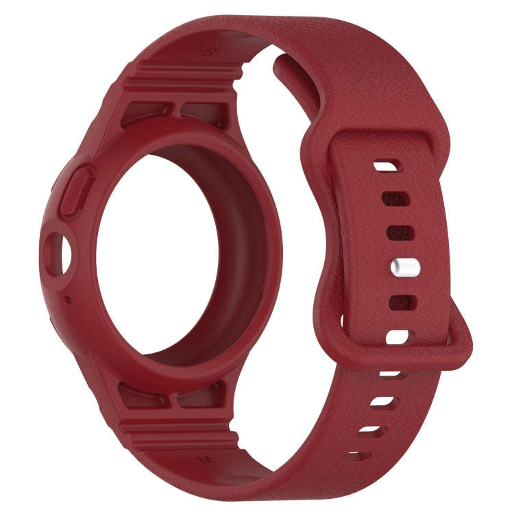 For Goolge  Pixel Watch 2 Leather Texture Silicone Integrated Watch Band(Wine Red)