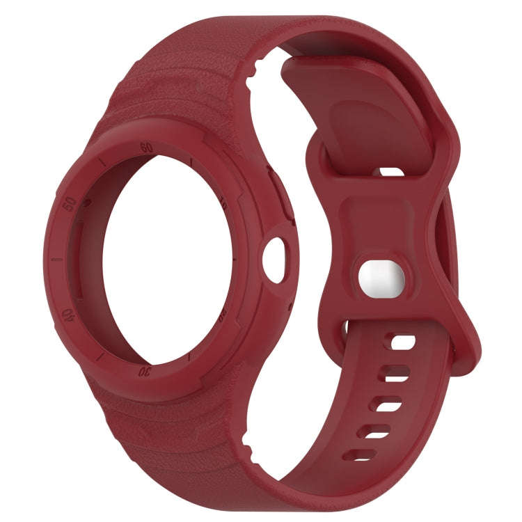 For Goolge  Pixel Watch 2 Leather Texture Silicone Integrated Watch Band(Wine Red)