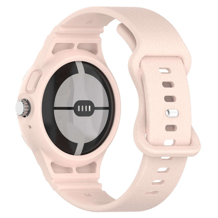 For Goolge  Pixel Watch 2 Leather Texture Silicone Integrated Watch Band(Pink)