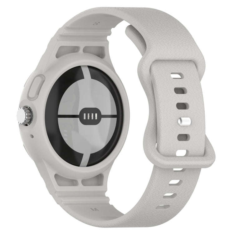 For Goolge  Pixel Watch 2 Leather Texture Silicone Integrated Watch Band(Gray)