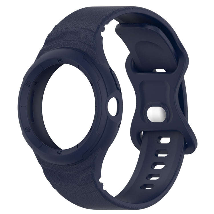 For Goolge  Pixel Watch 2 Leather Texture Silicone Integrated Watch Band(Dark Blue)