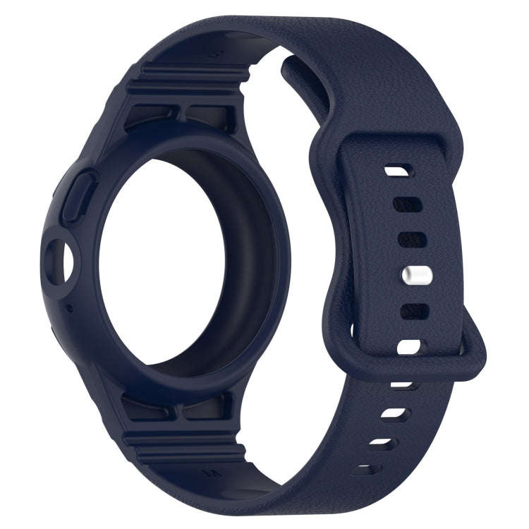 For Goolge  Pixel Watch 2 Leather Texture Silicone Integrated Watch Band(Dark Blue)