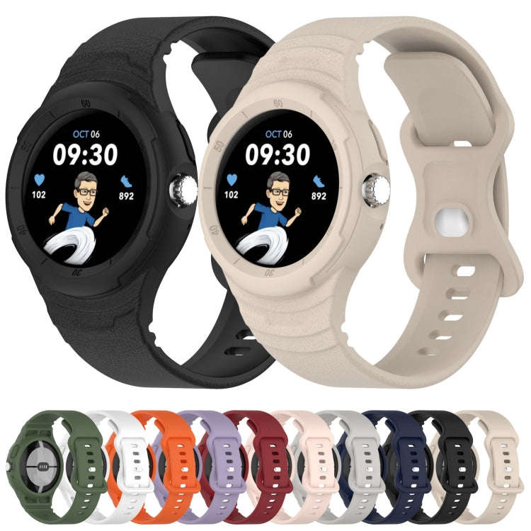 For Goolge  Pixel Watch 2 Leather Texture Silicone Integrated Watch Band(Gray)