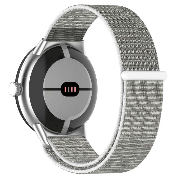 For Google Pixel Watch 2 Nylon Braided Watch Band(Gray White)