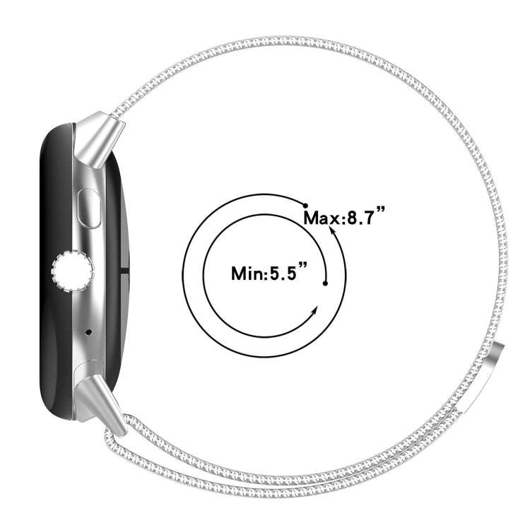 For Google Pixel Watch 2 Milan Magnetic Steel Mesh Watch Band(Silver)