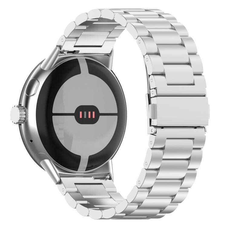 For Google Pixel Watch 2 Three Bead Stainless Steel Metal Watch Band(Silver)