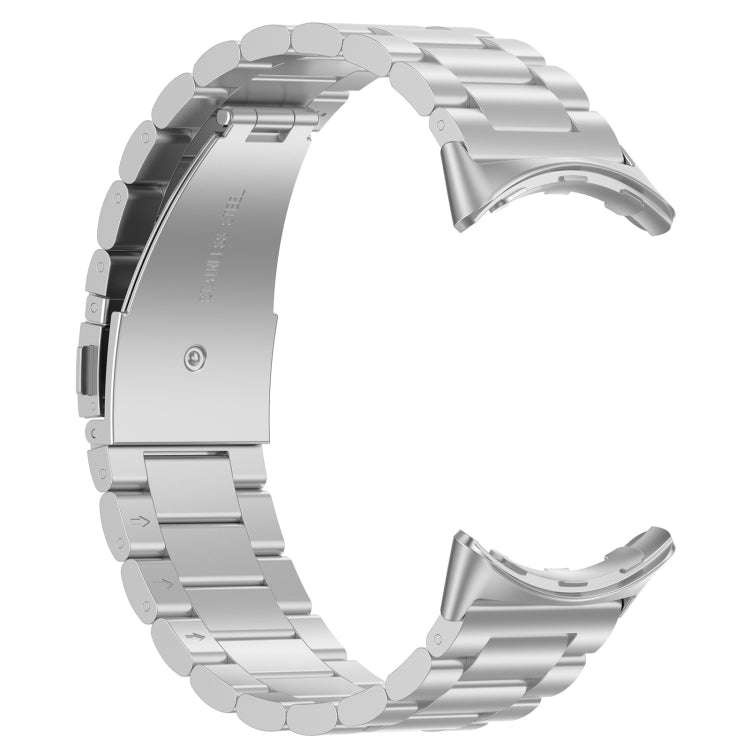 For Google Pixel Watch 2 Three Bead Stainless Steel Metal Watch Band(Silver)
