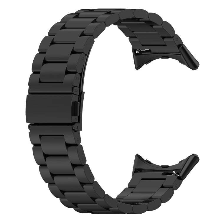 For Google Pixel Watch 2 Three Bead Stainless Steel Metal Watch Band(Black)