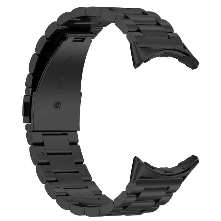 For Google Pixel Watch 2 Three Bead Stainless Steel Metal Watch Band(Black)