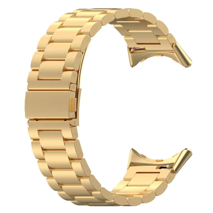 For Google Pixel Watch 2 Three Bead Stainless Steel Metal Watch Band(Gold)