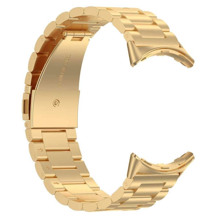 For Google Pixel Watch 2 Three Bead Stainless Steel Metal Watch Band(Gold)