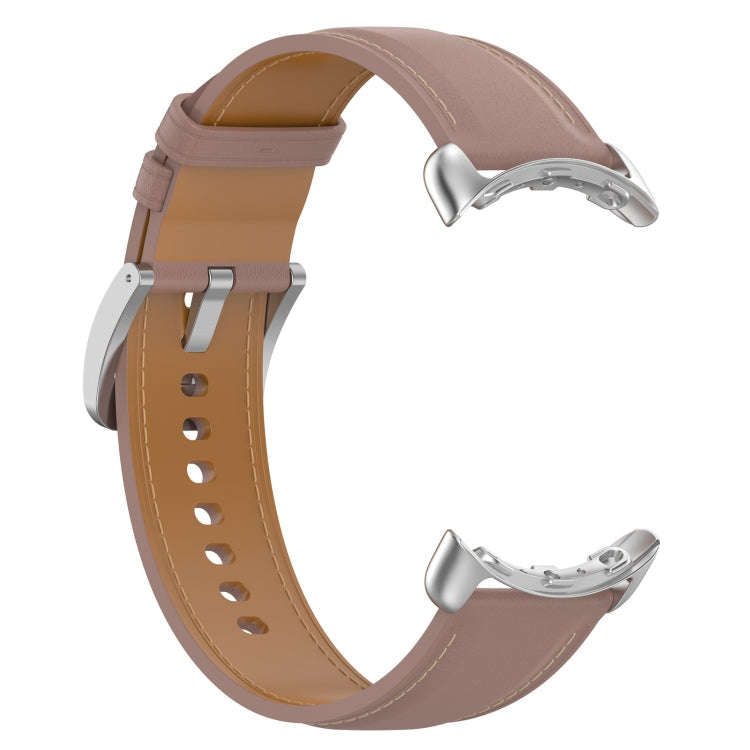 For Google Pixel Watch 2 Top Layer Leather Embossed Sewing Watch Band(Dark Pink)