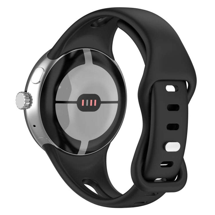 For Google Pixel Watch 2 Small Waist Butterfly Buckle Silicone Watch Band(Black)