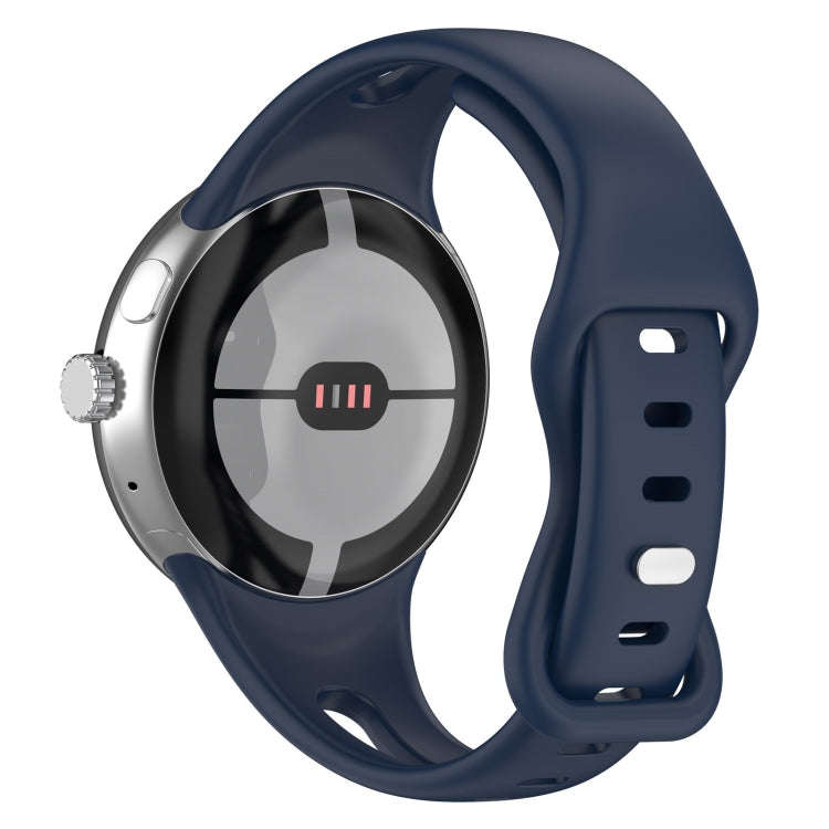 For Google Pixel Watch 2 Small Waist Butterfly Buckle Silicone Watch Band(Midnight Blue)