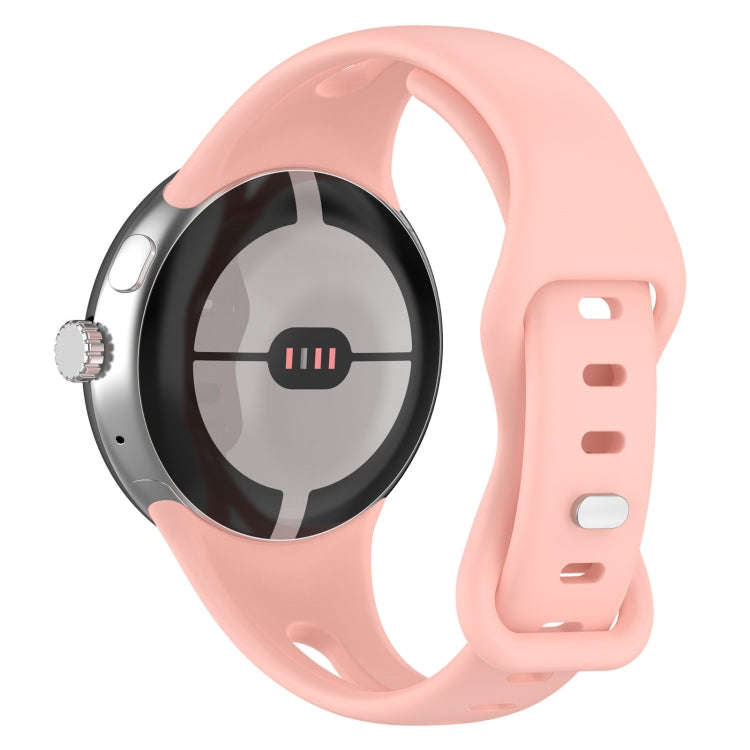 For Google Pixel Watch 2 Small Waist Butterfly Buckle Silicone Watch Band(Pink)