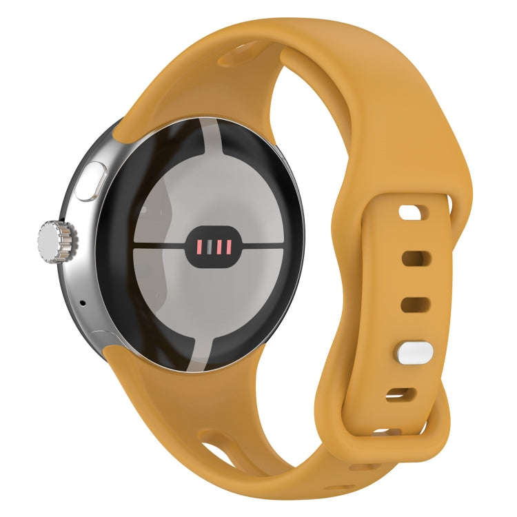 For Google Pixel Watch 2 Small Waist Butterfly Buckle Silicone Watch Band(Yellow)
