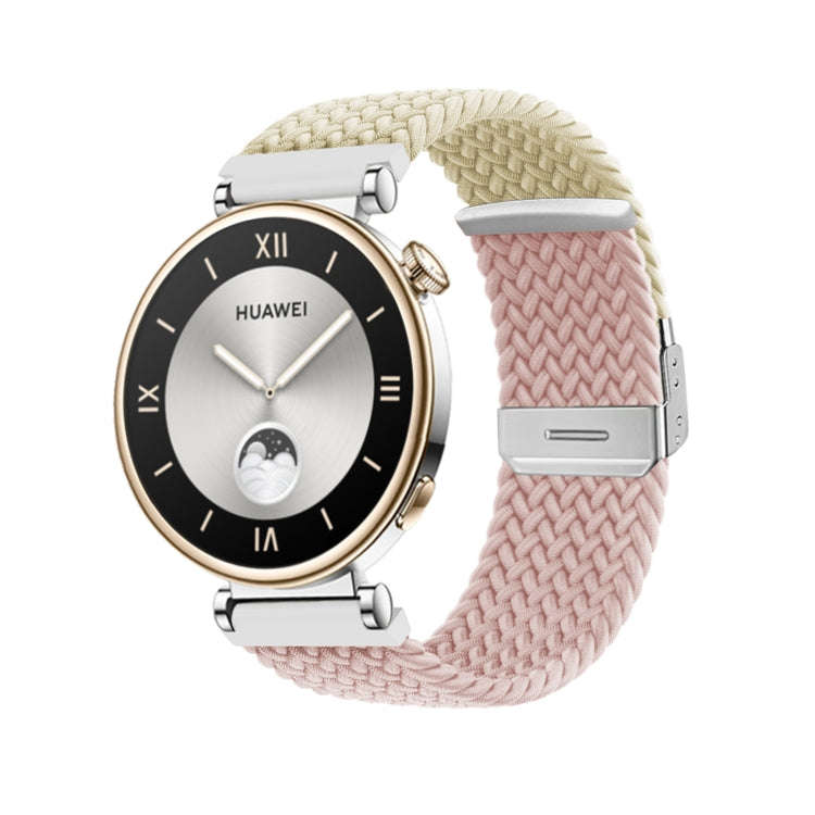 For Huawei Watch GT4 41mm Integrated Buckle Braided Nylon Watch Band(Starlight+Pink)