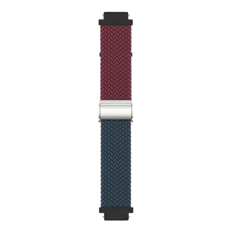 For Huawei Watch GT4 41mm Integrated Buckle Braided Nylon Watch Band(Wine Red+Deep Blue)