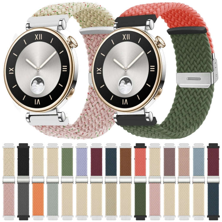 For Huawei Watch GT4 41mm Integrated Buckle Braided Nylon Watch Band(Green+Starlight)