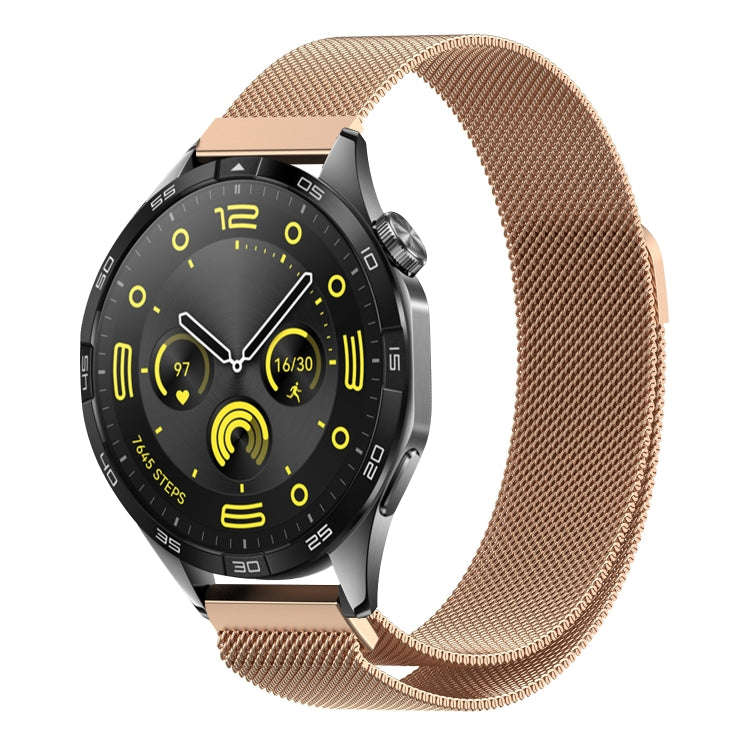 For Huawei Watch GT4 46mm Milan Magnetic Steel Mesh Watch Band(Rose Gold)