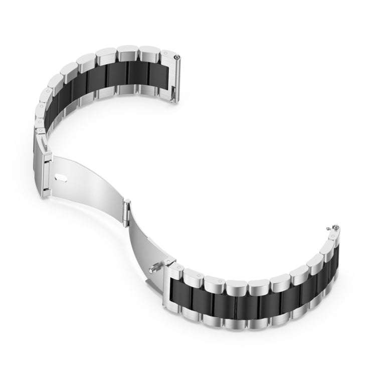 For Huawei Watch GT4 46mm Three Bead Stainless Steel Metal Watch Band(Silver+Black)