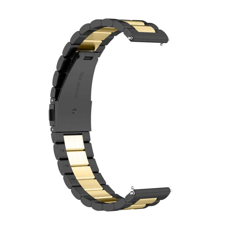 For Huawei Watch GT4 46mm Three Bead Stainless Steel Metal Watch Band(Black+Gold)