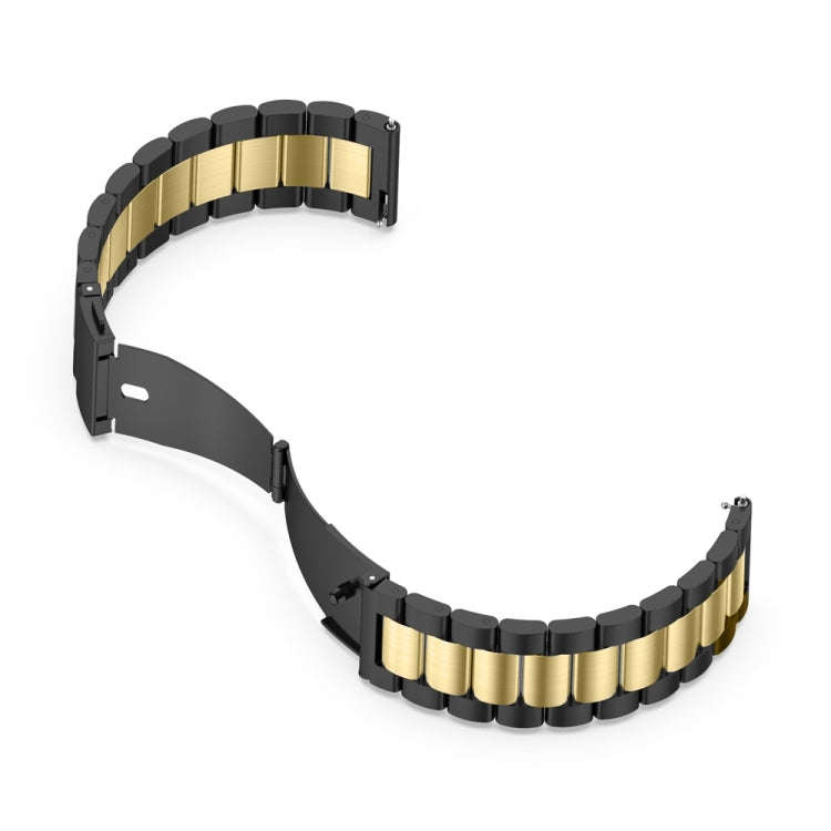 For Huawei Watch GT4 46mm Three Bead Stainless Steel Metal Watch Band(Black+Gold)