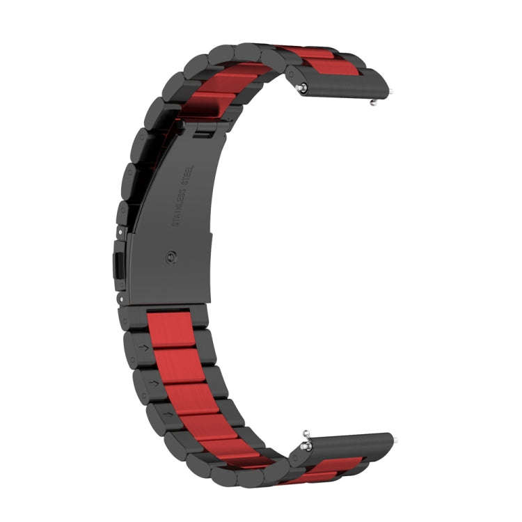 For Huawei Watch GT4 46mm Three Bead Stainless Steel Metal Watch Band(Black+Red)