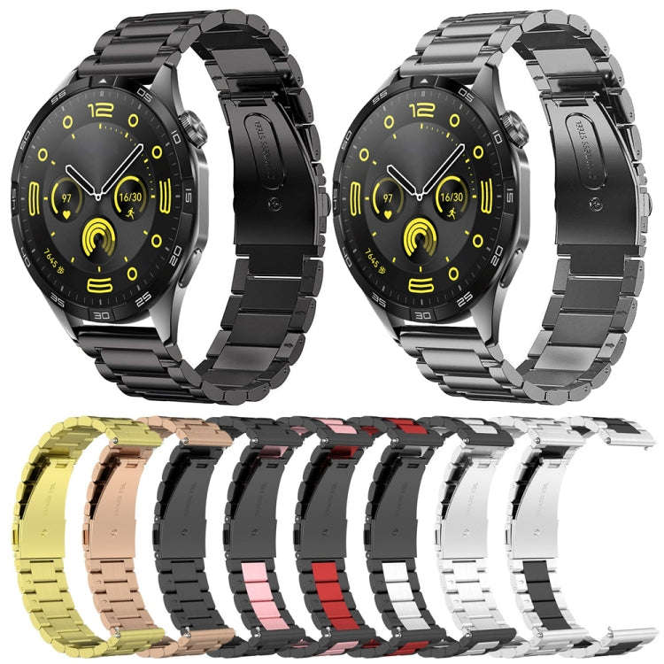 For Huawei Watch GT4 46mm Three Bead Stainless Steel Metal Watch Band(Blue)