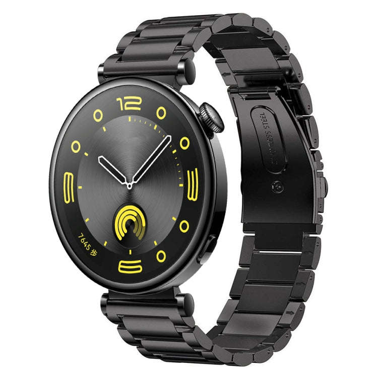 For Huawei Watch GT4 41mm Three Bead Stainless Steel Metal Watch Band(Black)