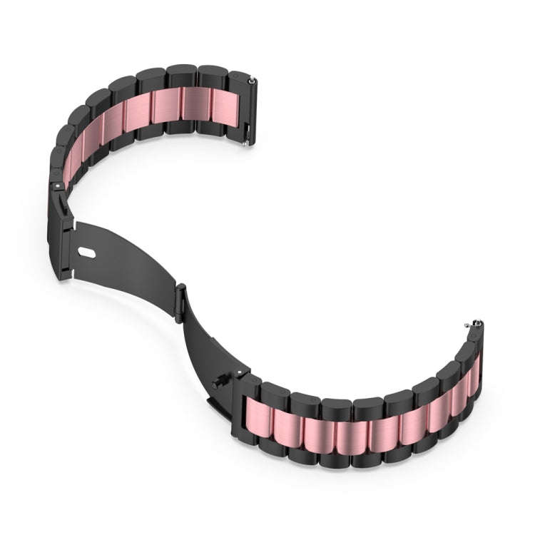 For Huawei Watch GT4 41mm Three Bead Stainless Steel Metal Watch Band(Black+Pink)
