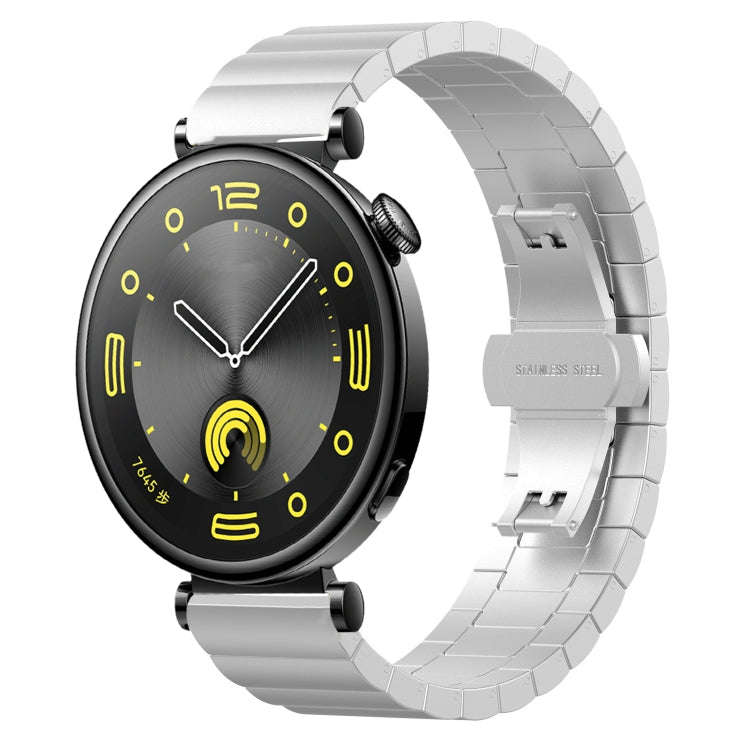 For Huawei Watch GT4 41mm One Bead Butterfly Buckle Stainless Steel Metal Watch Band(Silver)