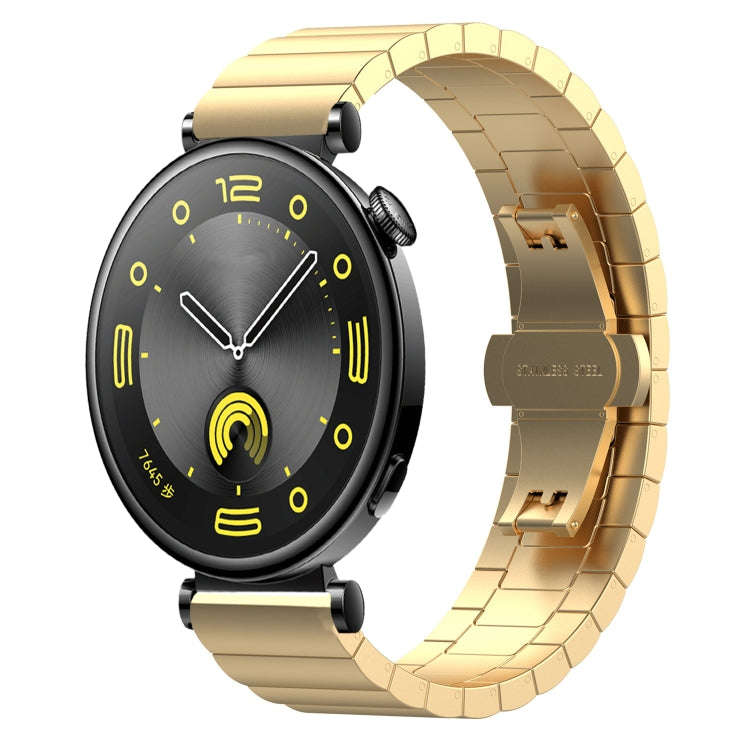 For Huawei Watch GT4 41mm One Bead Butterfly Buckle Stainless Steel Metal Watch Band(Gold)