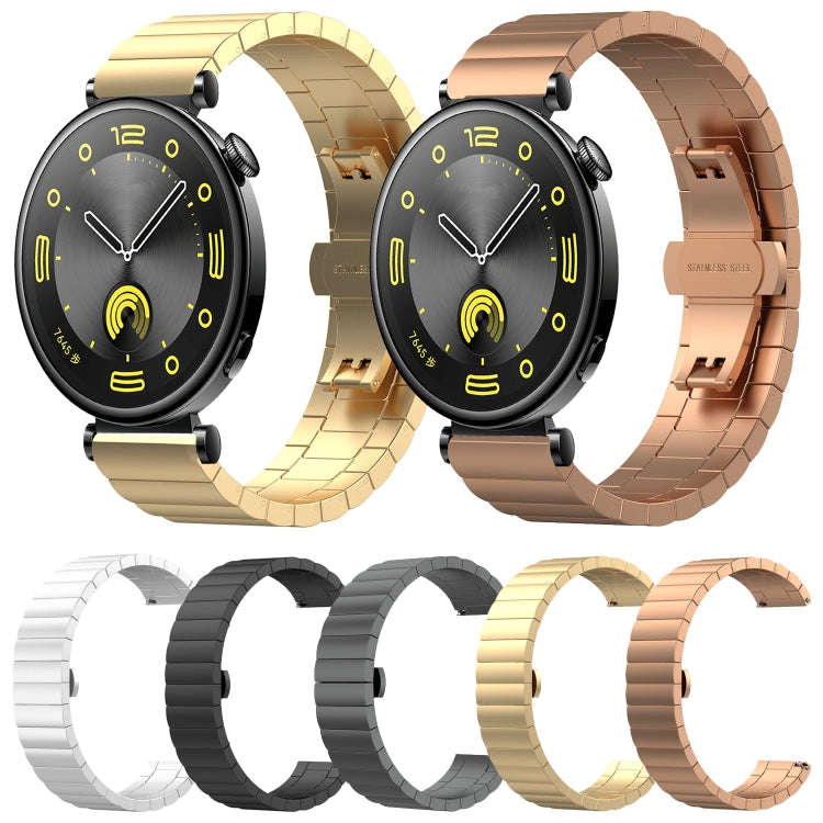 For Huawei Watch GT4 46mm One Bead Butterfly Buckle Stainless Steel Metal Watch Band(Black)