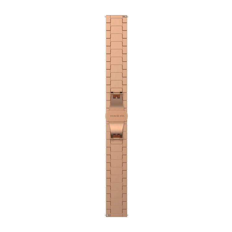 For Garmin Forerunner 265S One Bead Butterfly Buckle Stainless Steel Metal Watch Band(Rose Gold)