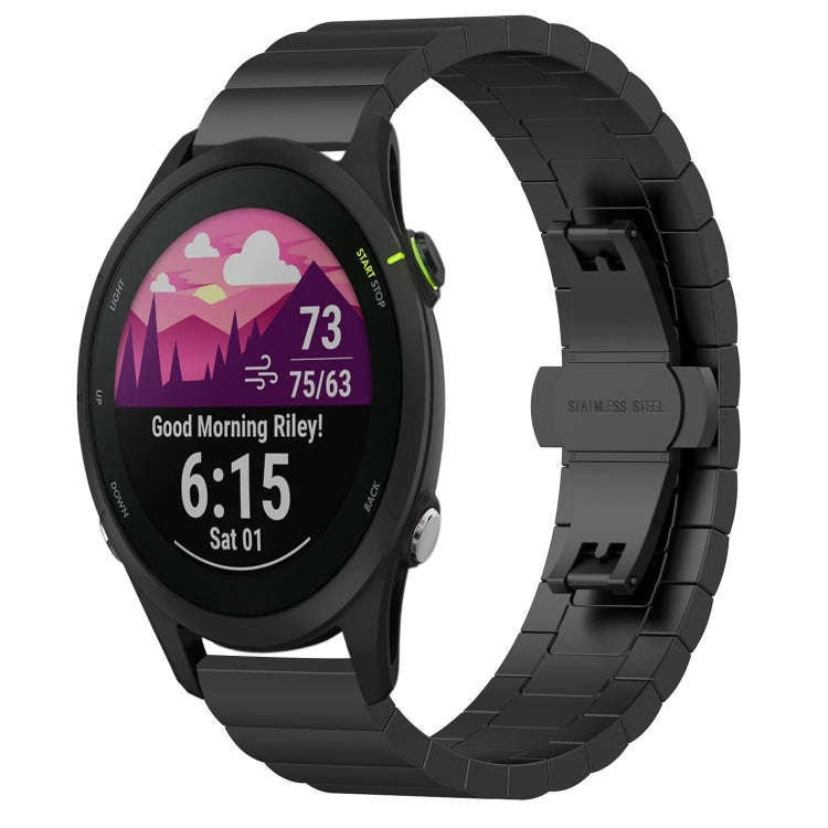 For Garmin Forerunner 255S Music / 255S One Bead Butterfly Buckle Stainless Steel Metal Watch Ban...