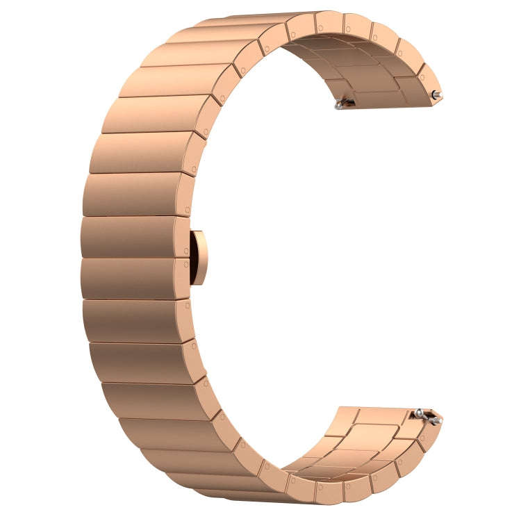 For Garmin Vivomove 3S One Bead Butterfly Buckle Stainless Steel Metal Watch Band(Rose Gold)