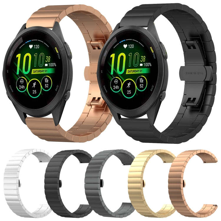 For Garmin Forerunner 255S Music / 255S One Bead Butterfly Buckle Stainless Steel Metal Watch Ban...