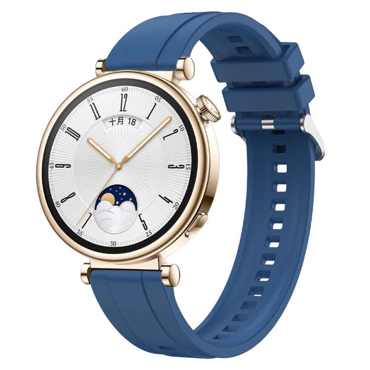 For Huawei Watch GT4 41mm Tire Pattern Silver Buckle Silicone Watch Band(Blue)