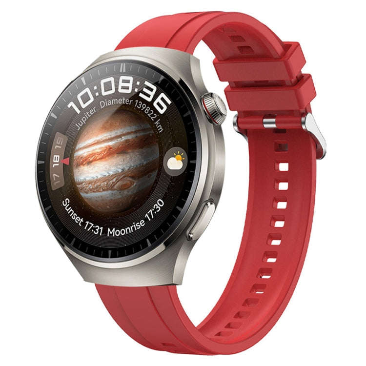 For Huawei Watch 4 Pro Tire Pattern Silver Buckle Silicone Watch Band(Red)