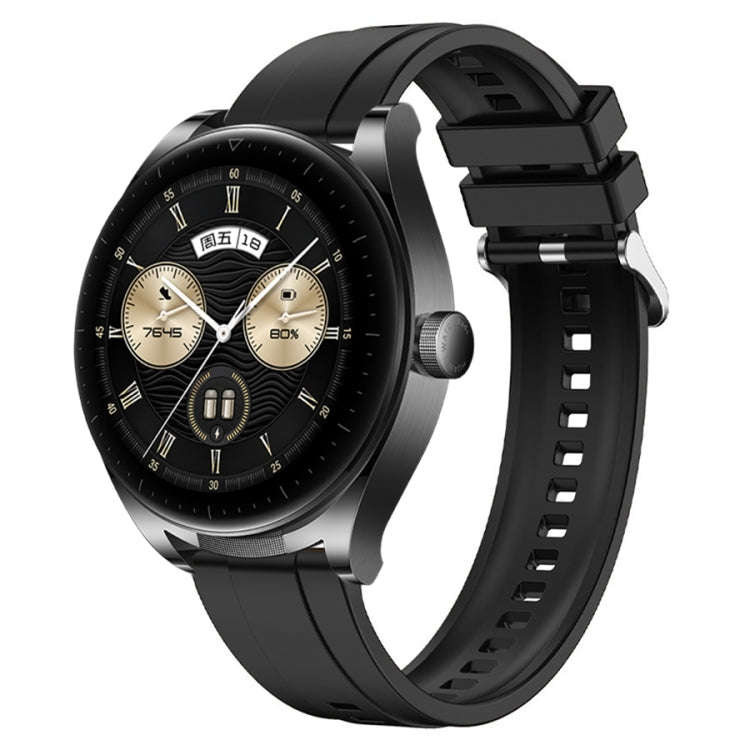 For Huawei Watch GT3 SE / Watch Buds Tire Pattern Silver Buckle Silicone Watch Band(Black)